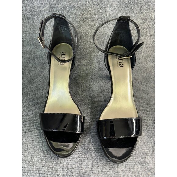 Ana a New Approach Shoes Women's 8M Black Patent Leather Open Toe Heels - Picture 8 of 16